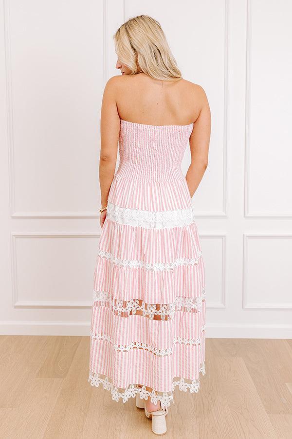 Seaside Sonata Stripe Midi Dress in Pink Product Image