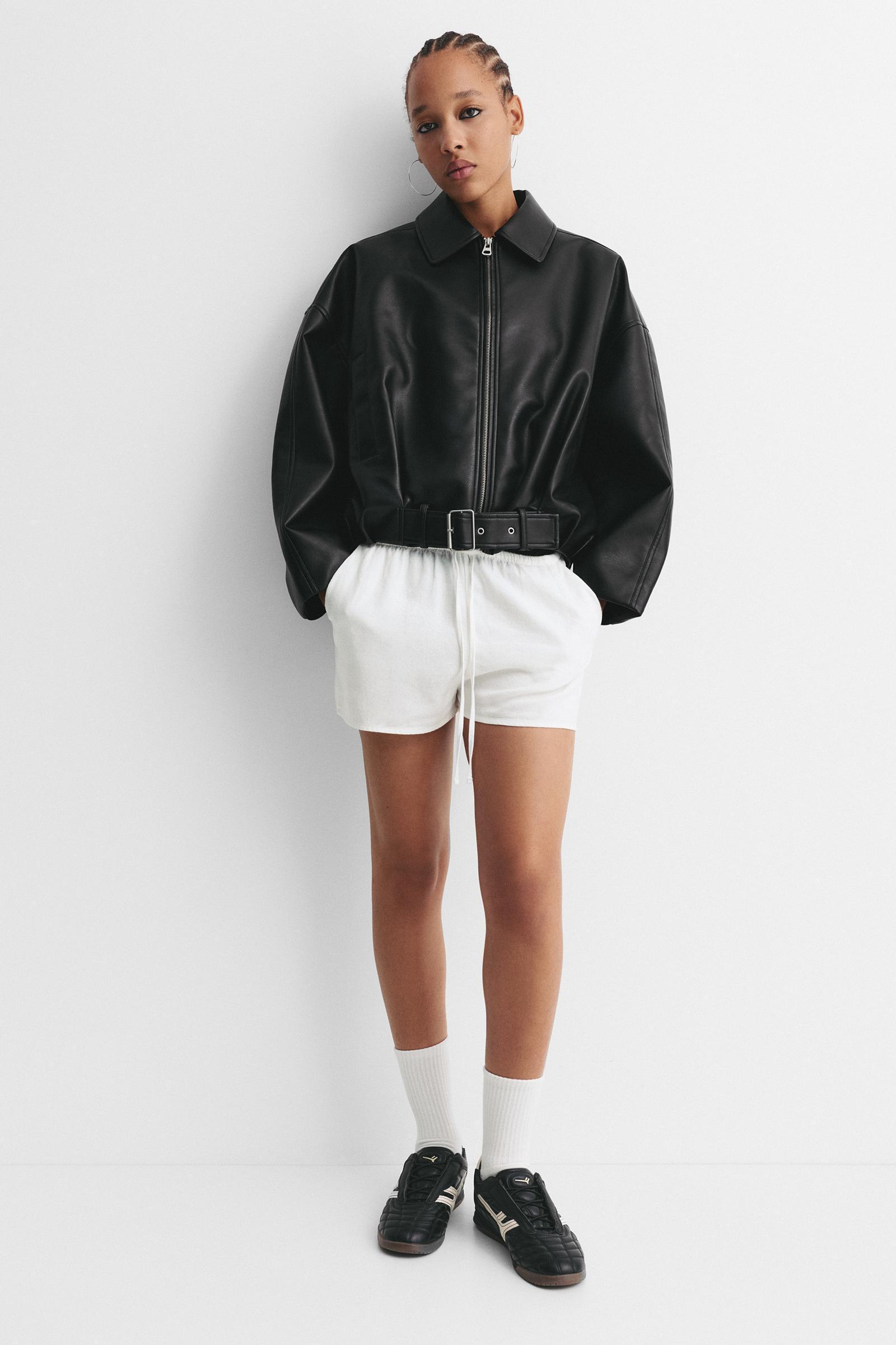 Faux leather bomber jacket Product Image