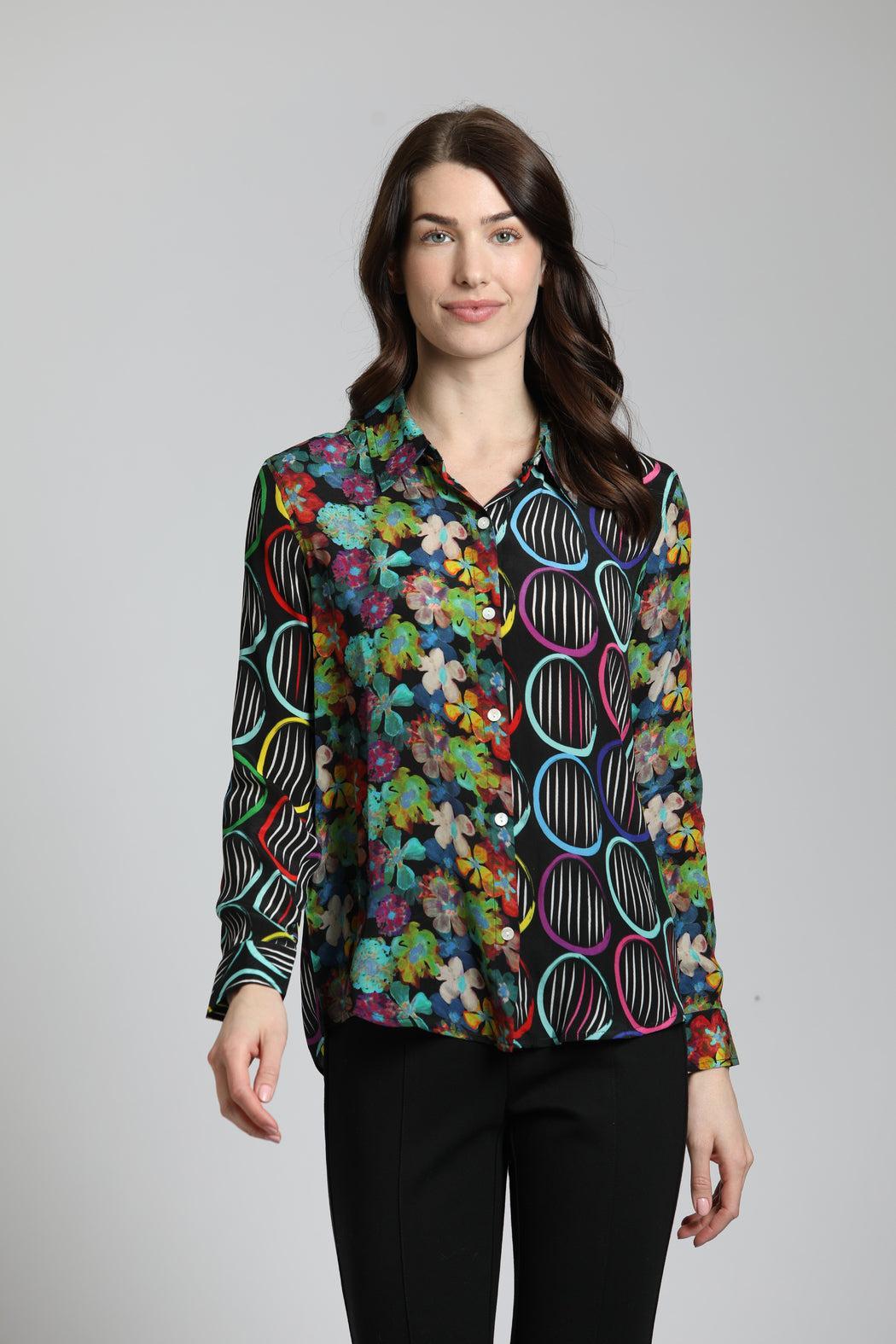 Floral & Circles Silky Shirt Product Image