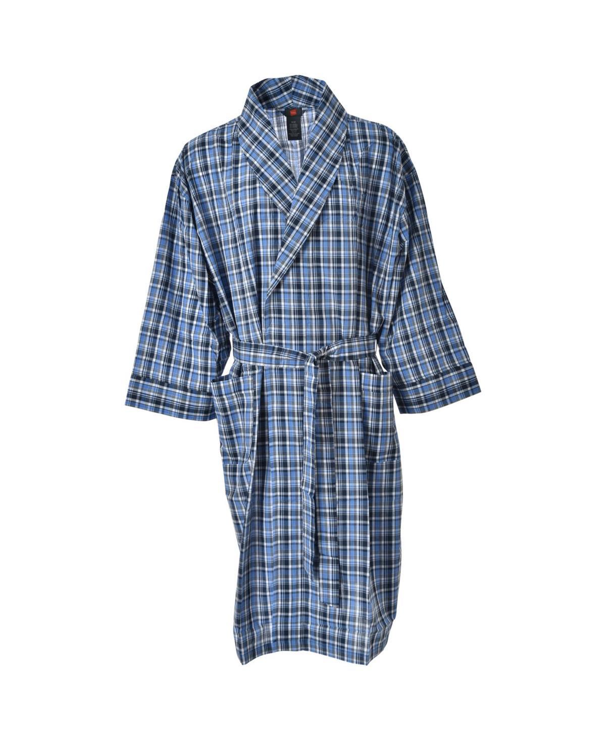 Big & Tall Hanes® Lightweight Woven Shawl Robe, Men's, Size: XLT/2XLT, Blue Plaid Product Image