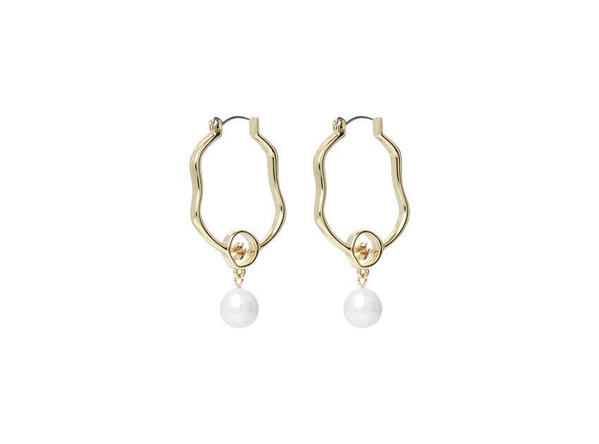 Fleur Pearl Drop Hoop Earring Product Image