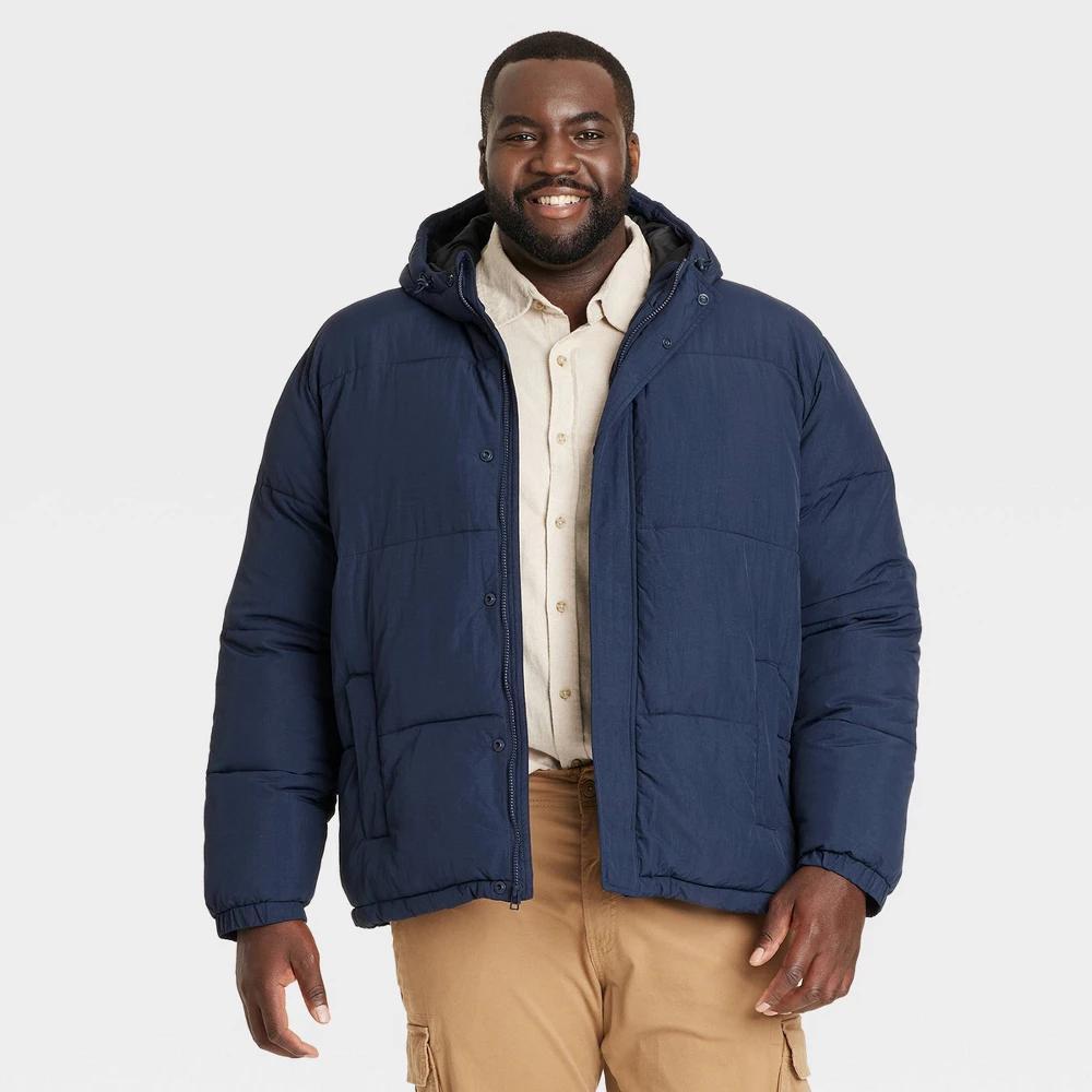 Mens Big & Tall Midweight Puffer Jacket - Goodfellow & Co Blue MT Product Image