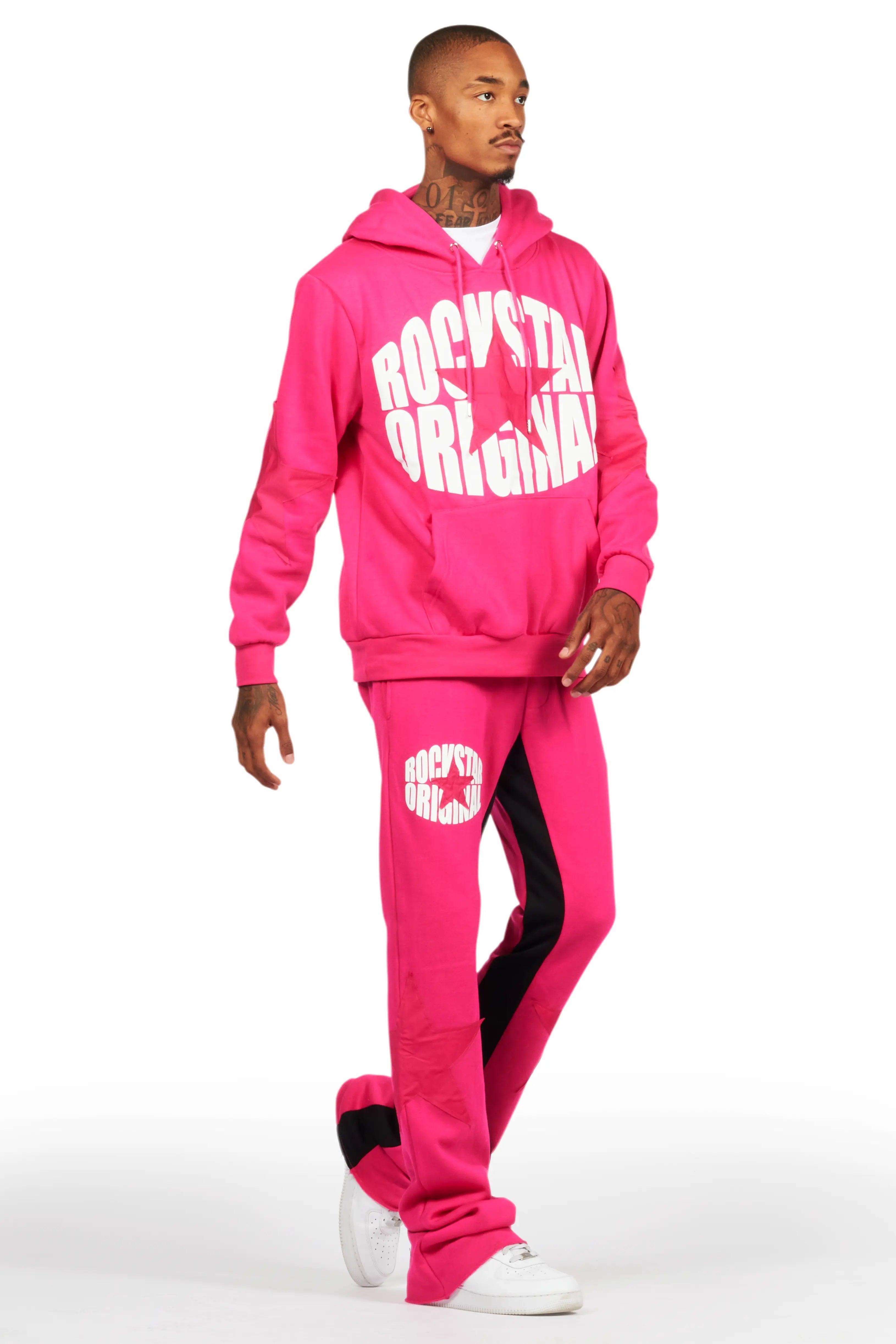 States Fuchsia Baggy Stacked Hoodie Track Set Male Product Image