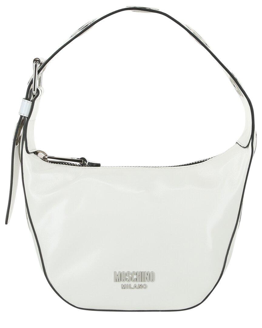 MOSCHINO Eyelets Shoulder Bag In White Product Image