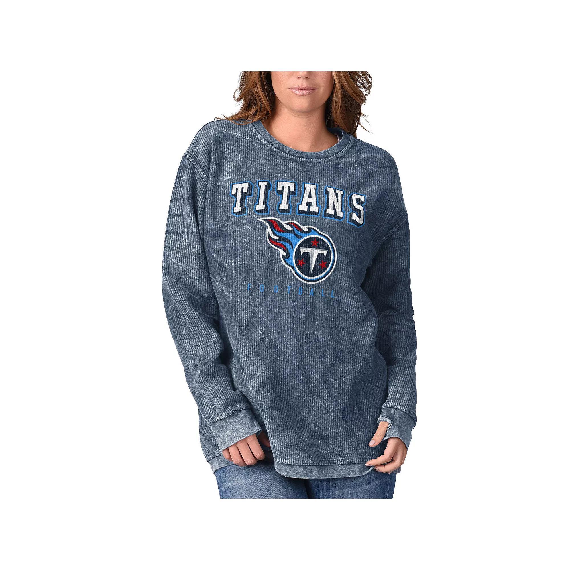 Women's G-III 4Her by Carl Banks Navy Tennessee Titans Comfy Cord Pullover Sweatshirt, Size: Medium, Blue Product Image