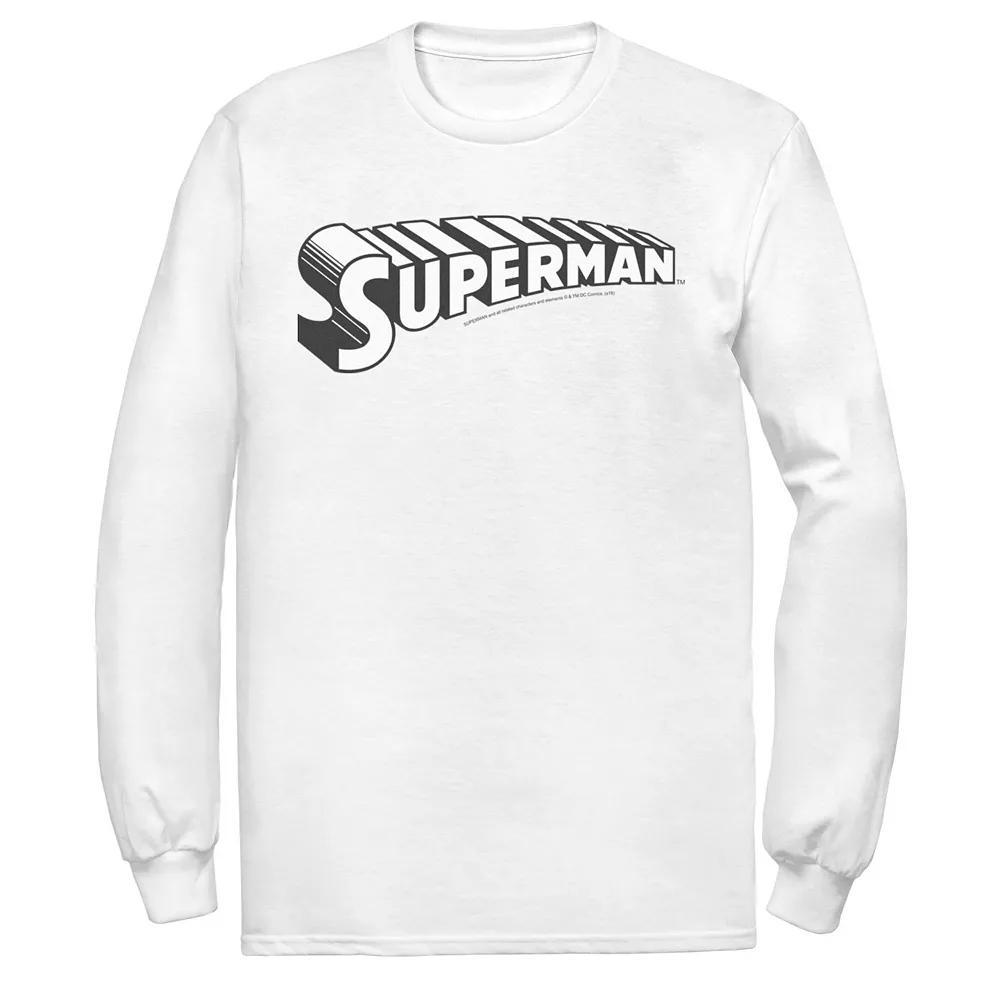 Men's DC Comics Superman Black & White Text Chest Logo Tee,  Product Image