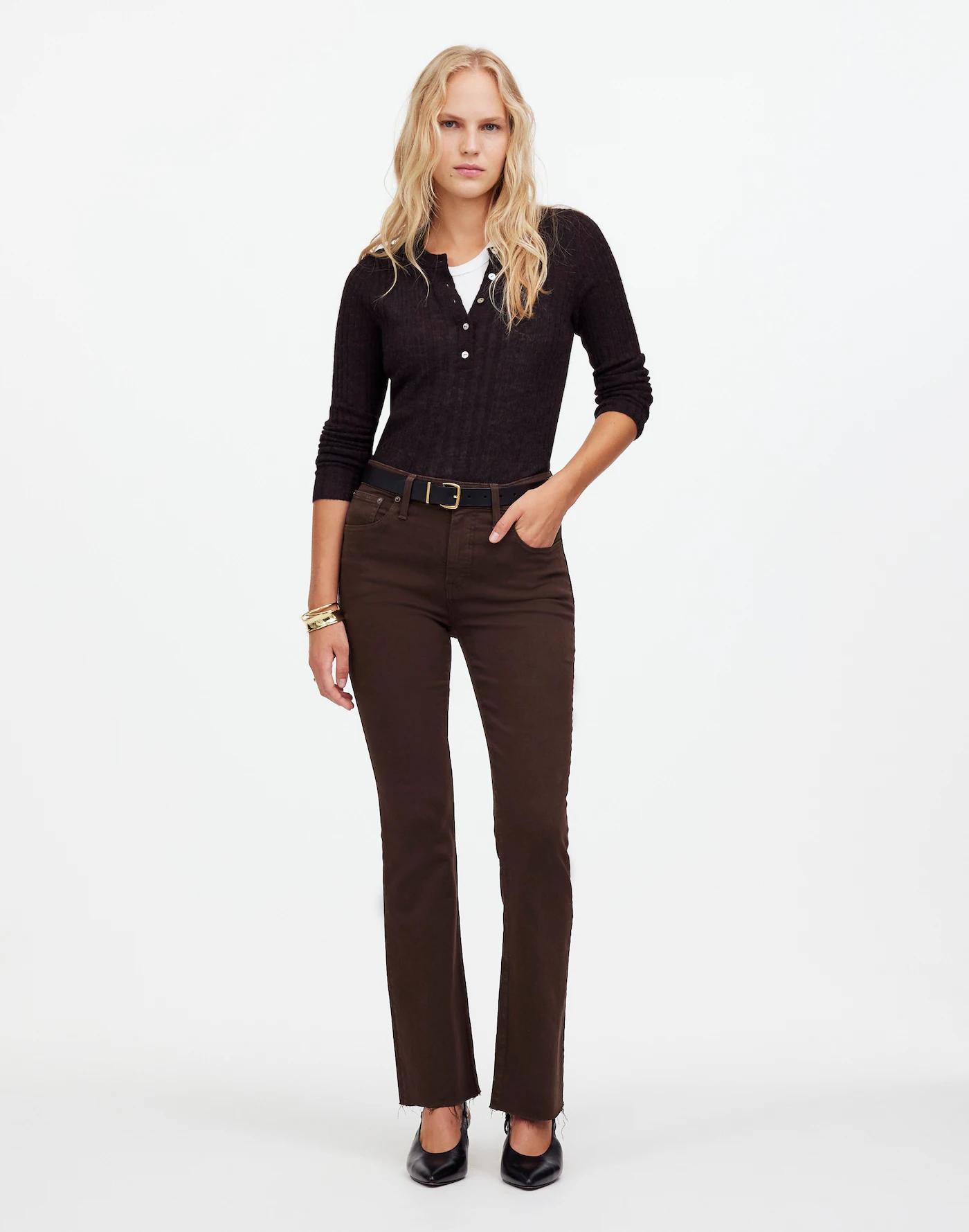 Tall Kick Out Crop Jeans in Driftwood Brown: Raw-Hem Edition Product Image