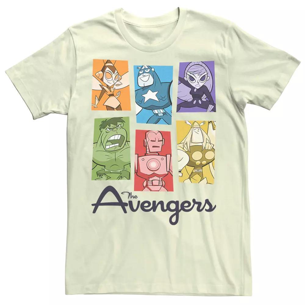 Men's Marvel Avengers Cartoon Style Group Colors Tee, Size: 3XL, Natural Product Image