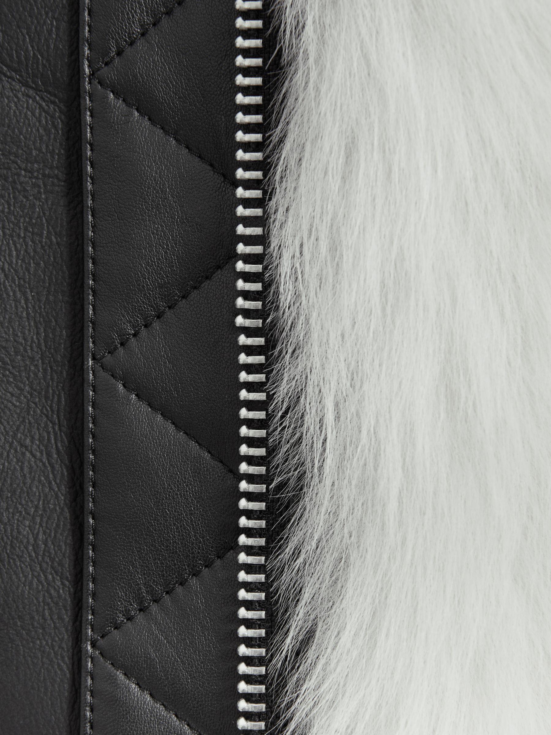 Leather-Shearling Zip-Through Jacket in Ivory/Black Product Image