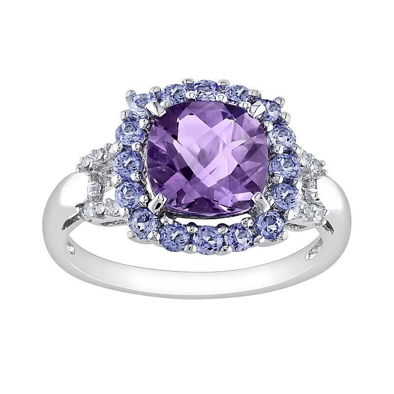 Stella Grace Sterling Silver Amethyst, Tanzanite and Diamond Accent Frame Ring, Women's, Size: 8.50, Purple Product Image