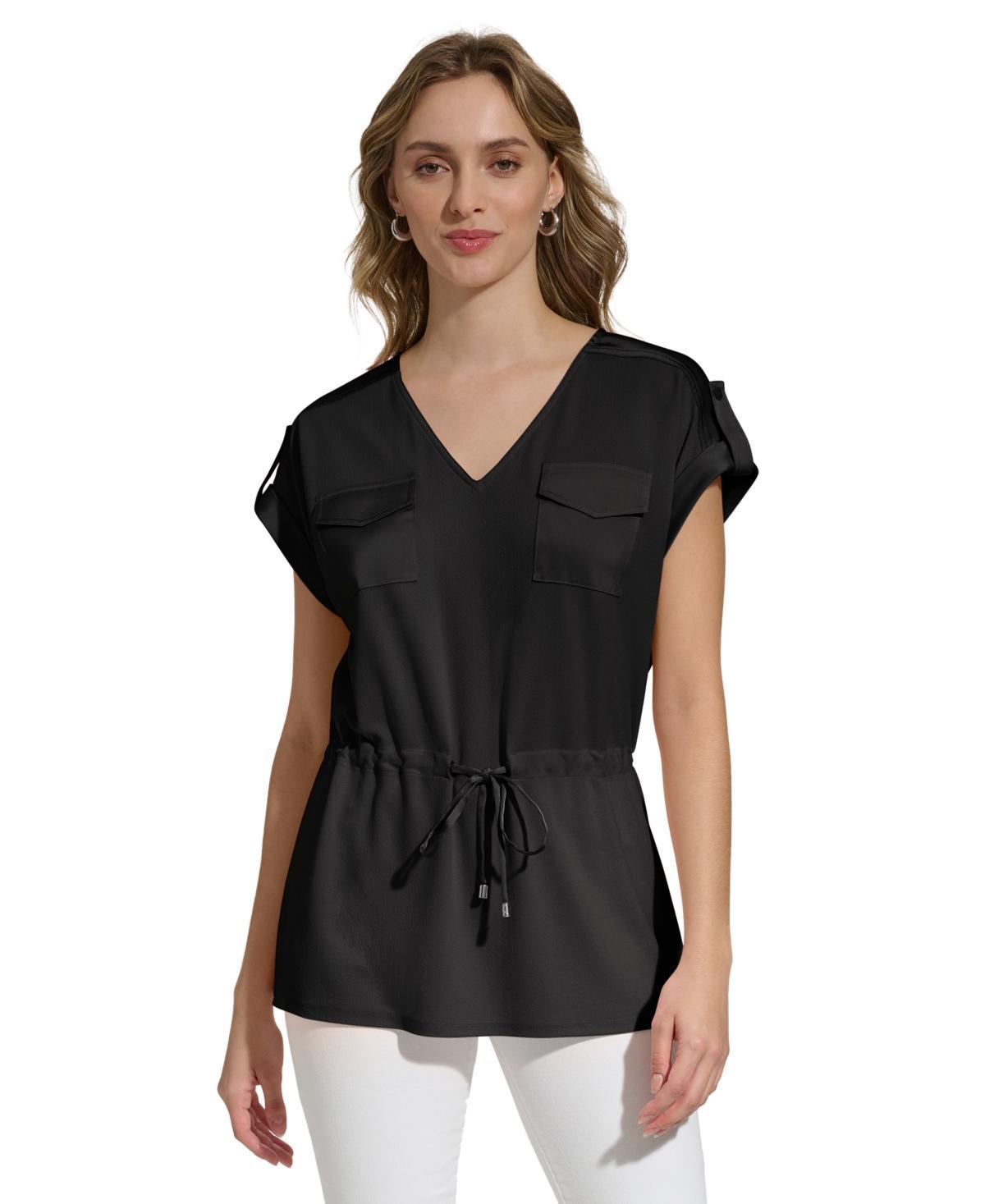 Calvin Klein Womens Short-Sleeve Drawstring Top Product Image