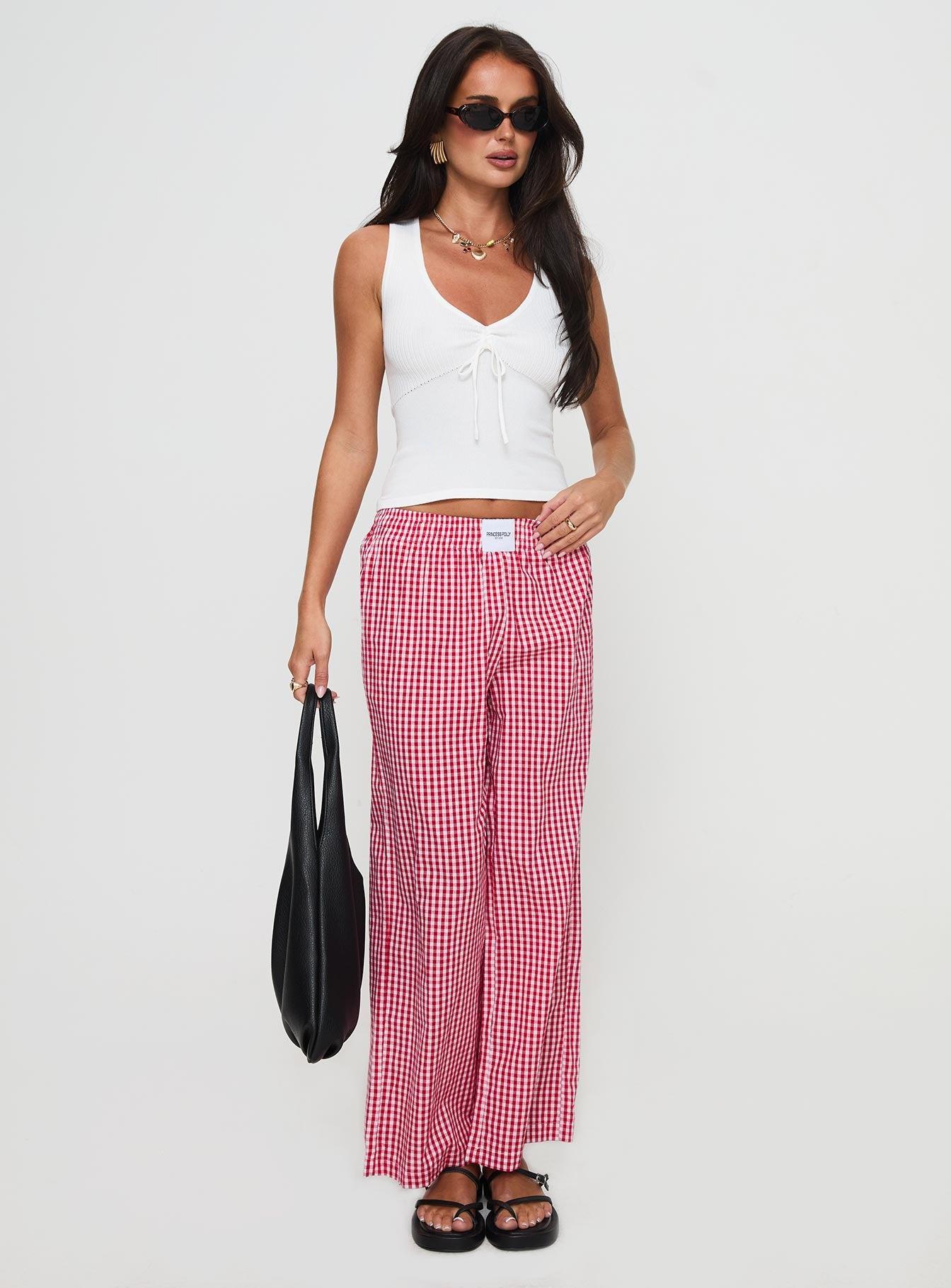 Beach House Pants Red Gingham Product Image