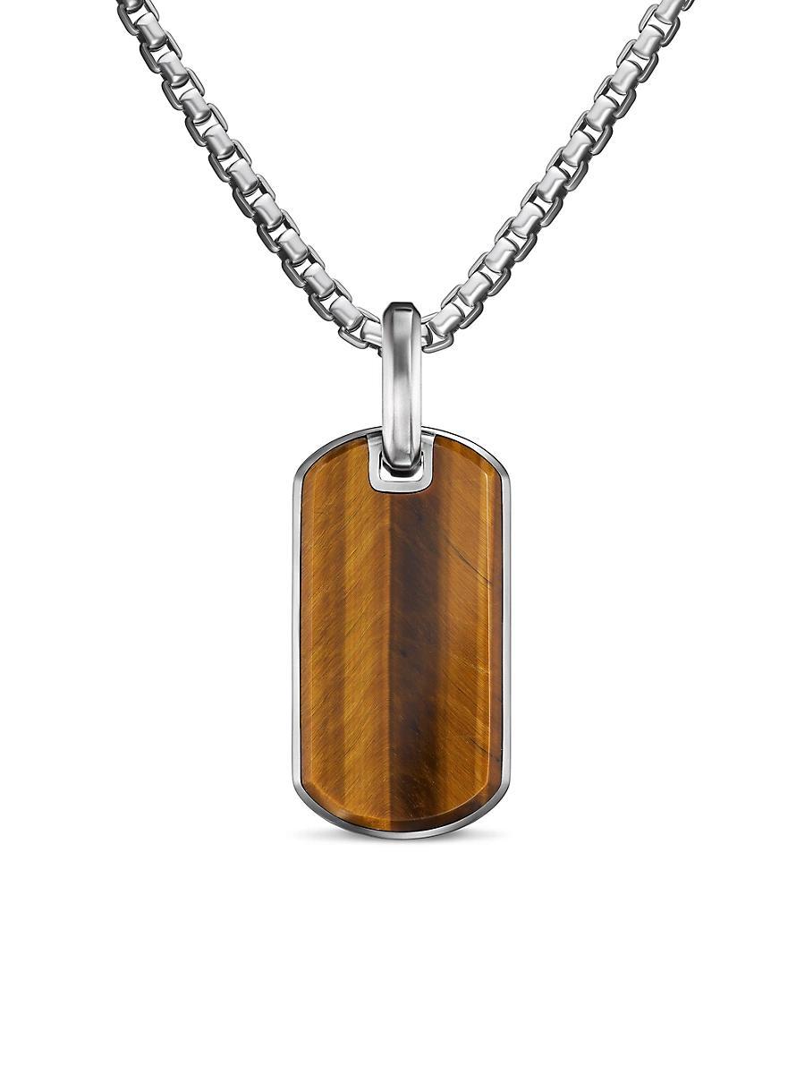 David Yurman Mens Chevron Tag in Sterling Silver with Tigers Eye, 27mm Product Image