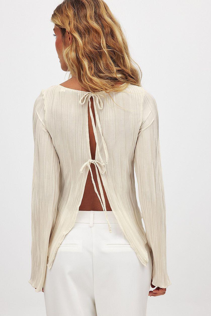 Back Tie Strap Long Sleeve Top Product Image