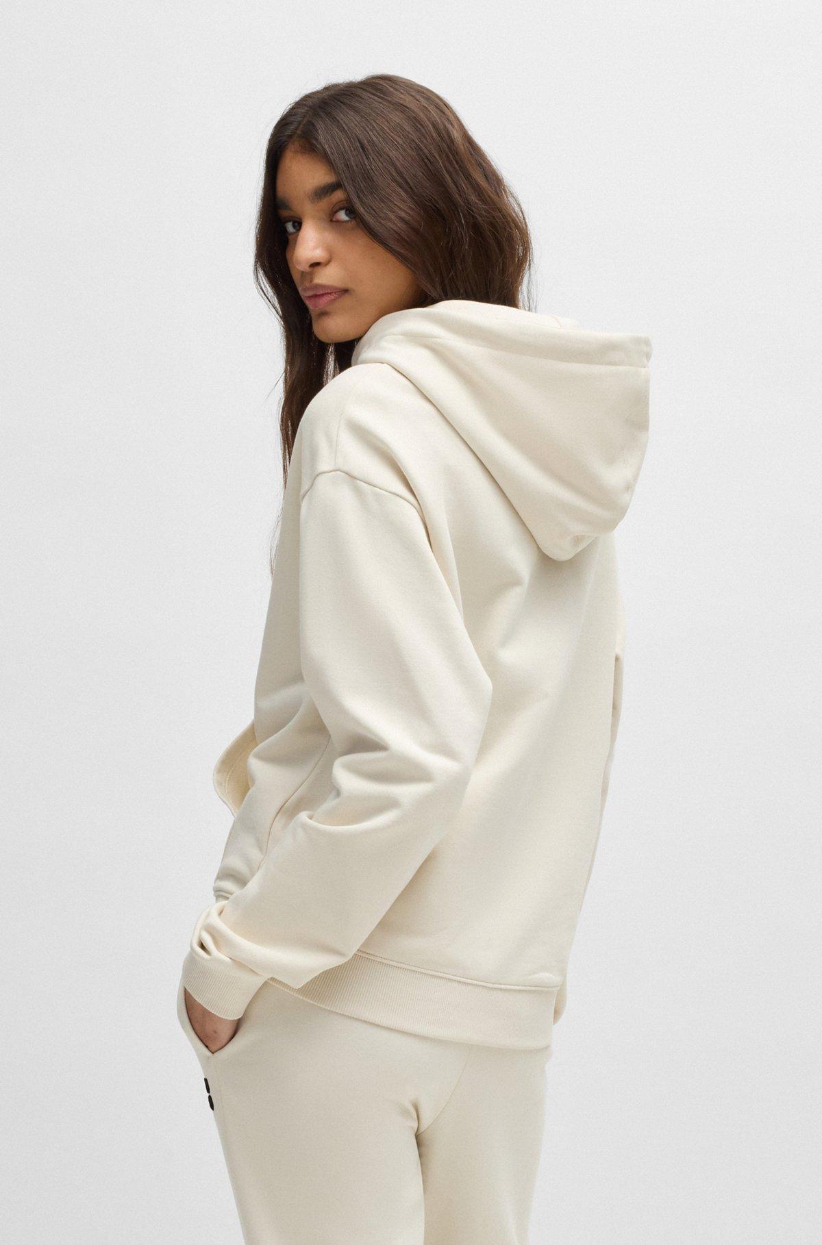 Cotton-terry zip-up hoodie with embroidered stacked logo Product Image