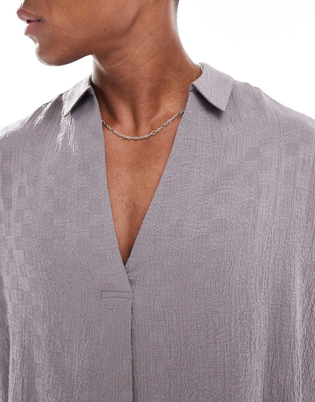 ASOS DESIGN overhead shirt in gray texture Product Image