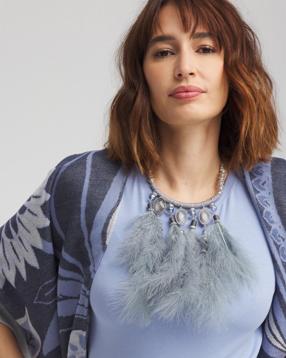 Feathered Embellished Collar Necklace Product Image