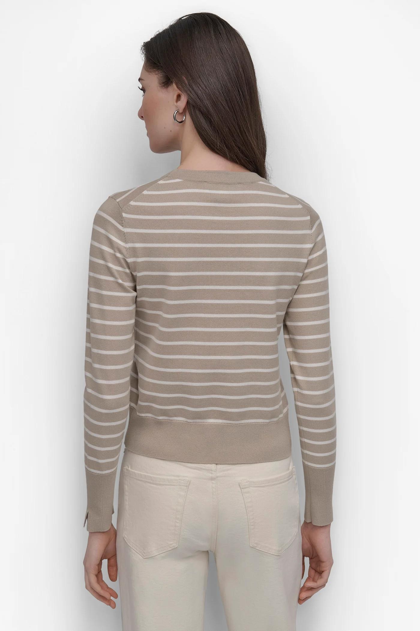 CREW NECK LONG SLEEVE STRIPE TOP Product Image