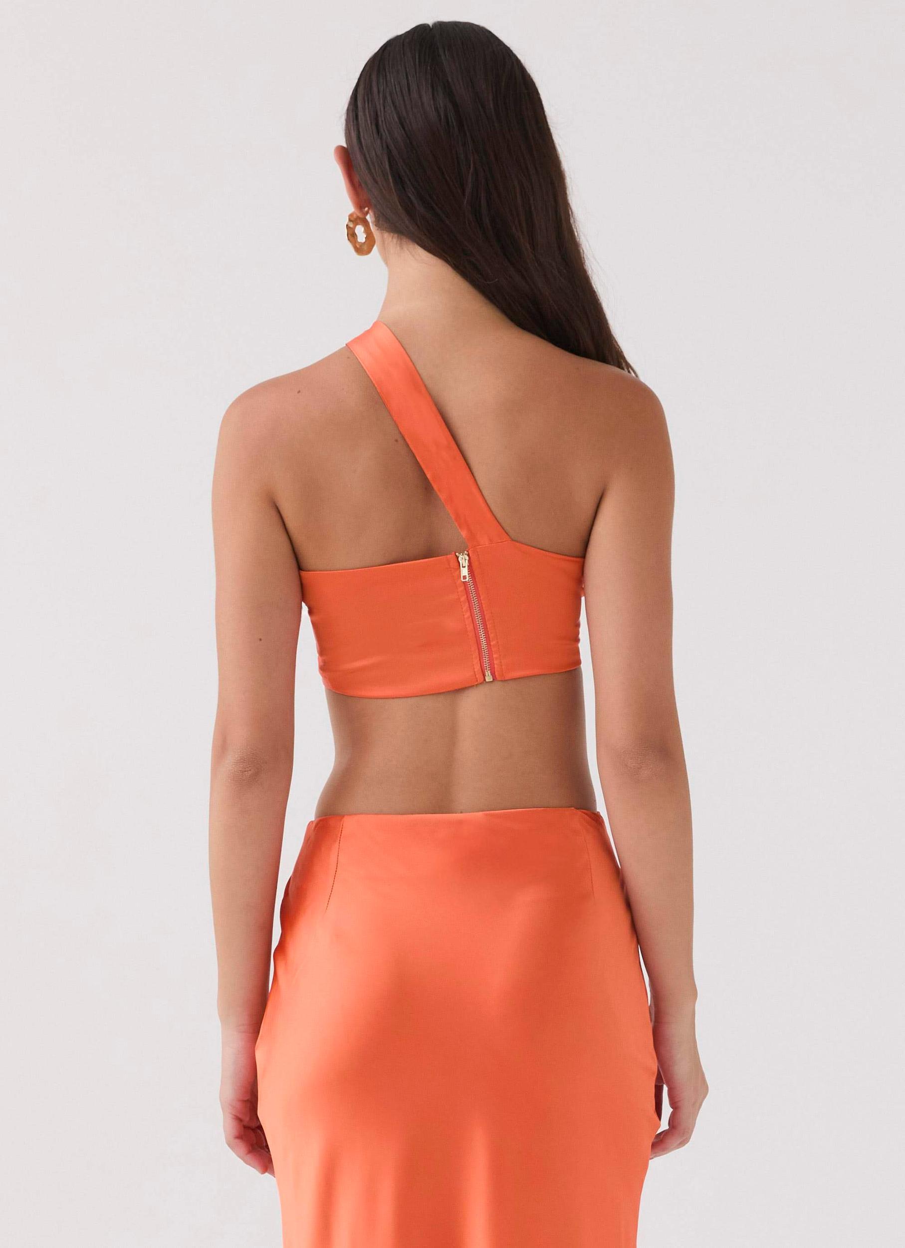 Hidden Oasis Satin Top - Tangerine Product Image