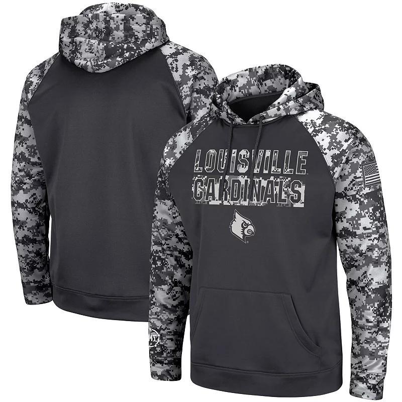 Men's Colosseum Charcoal Louisville Cardinals OHT Military Appreciation Digital Camo Pullover Hoodie, Size: Medium Product Image