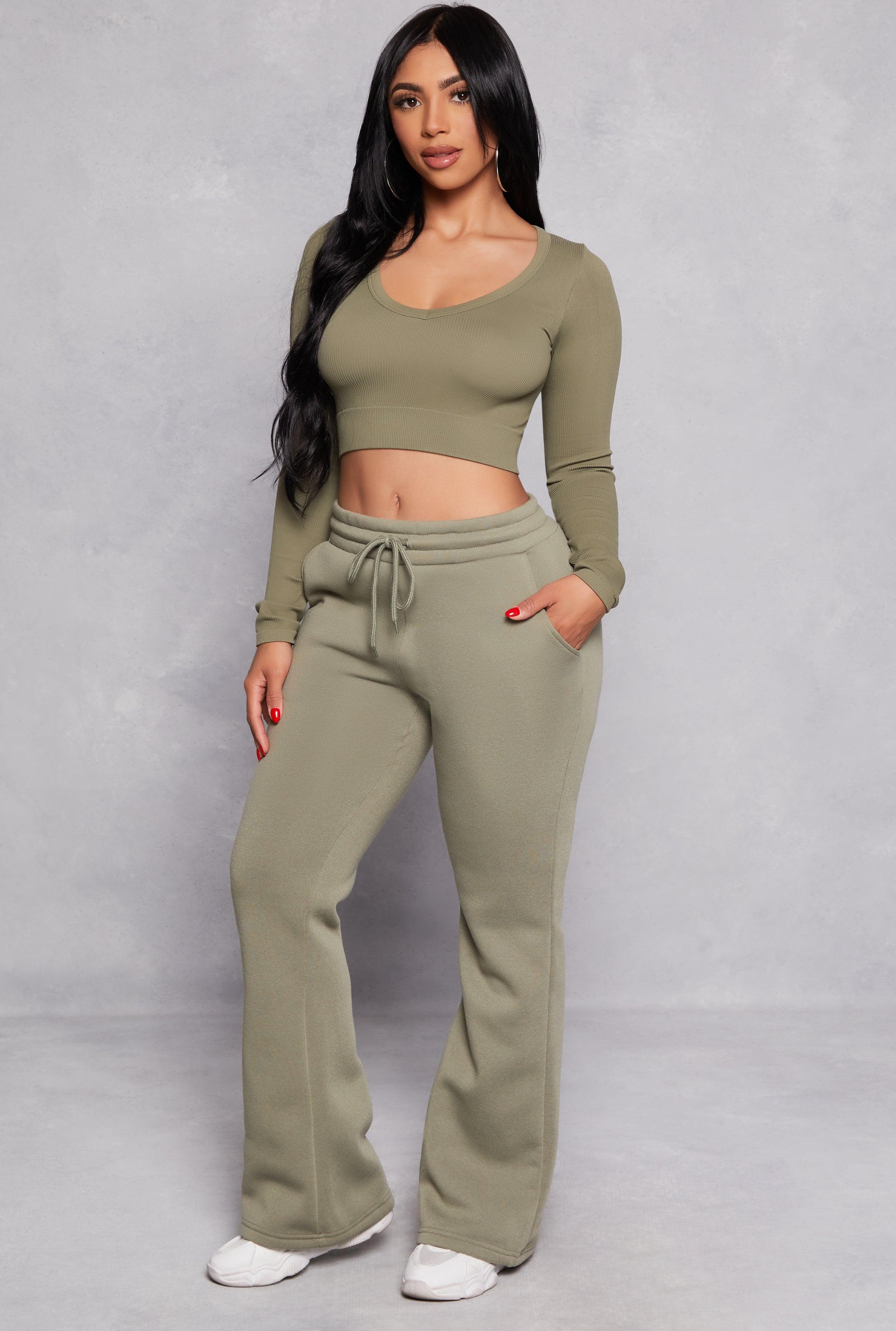 Womens Fleece Lined Boot Cut Sweatpants Product Image