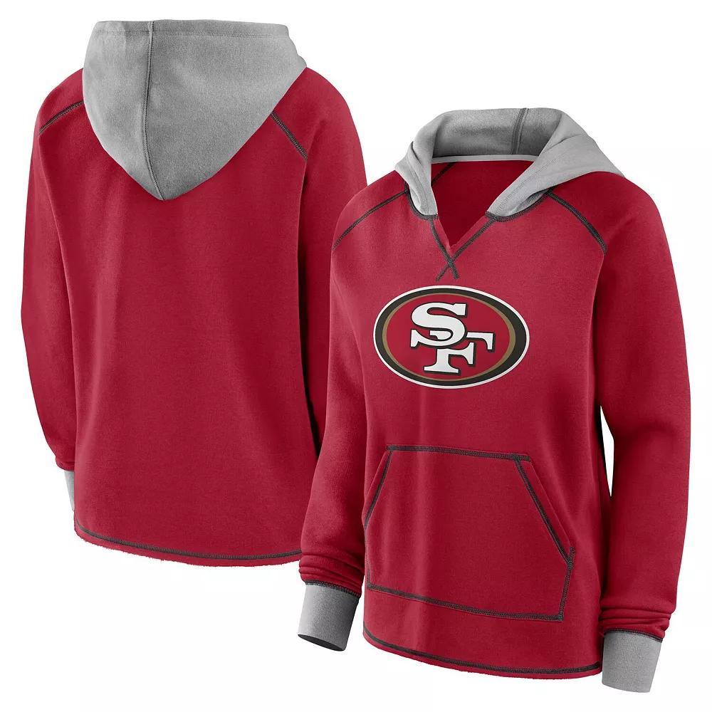 Women's Scarlet San Francisco 49ers Boom Fleece Pullover V-Neck Hoodie,  Product Image