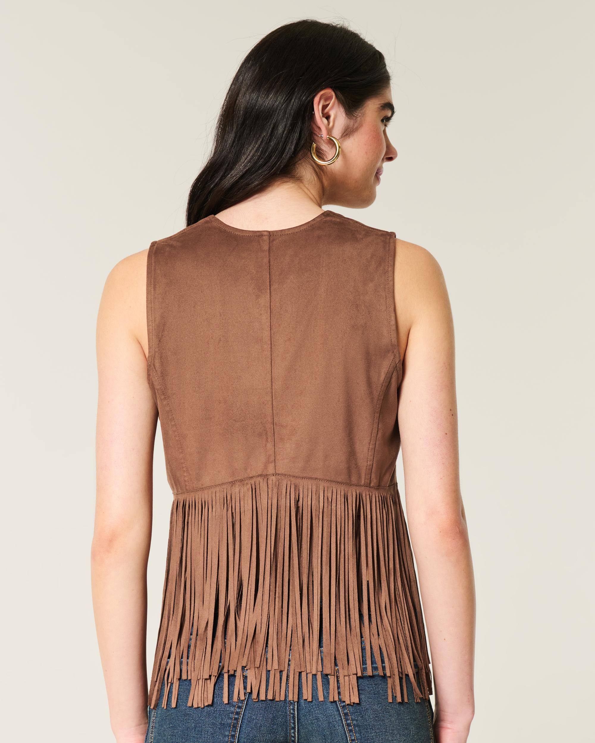 Easy Crochet-Style Fringe Vest Product Image