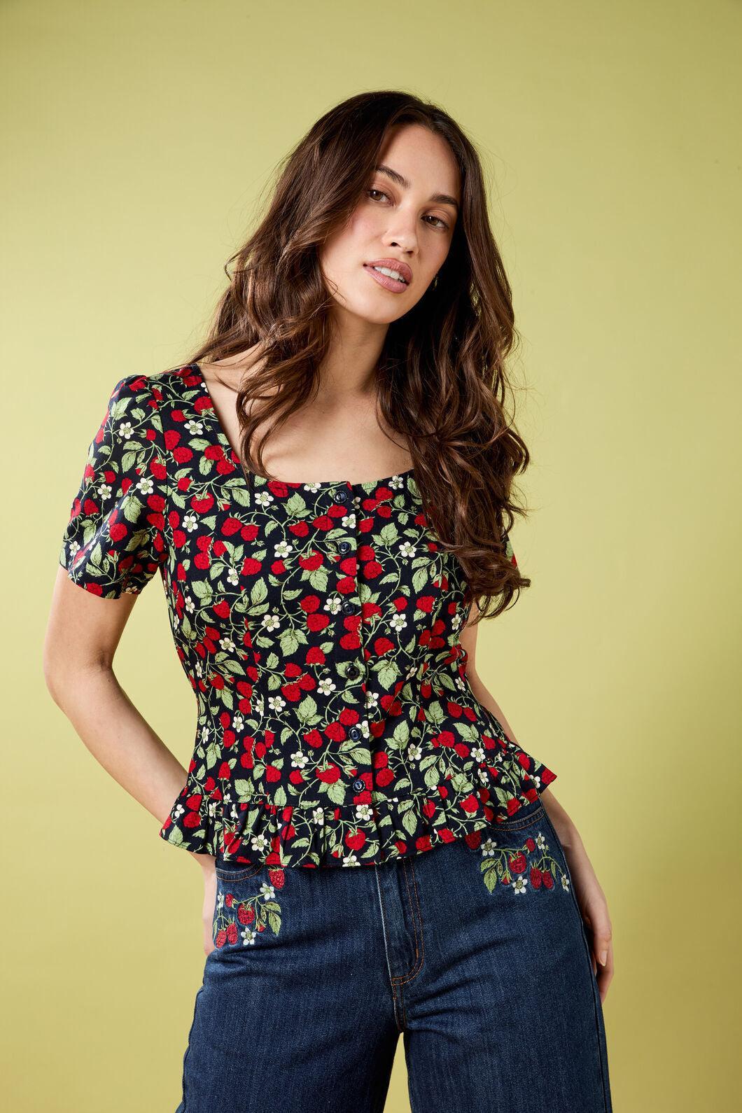 Raspberry Short Sleeve Top Product Image