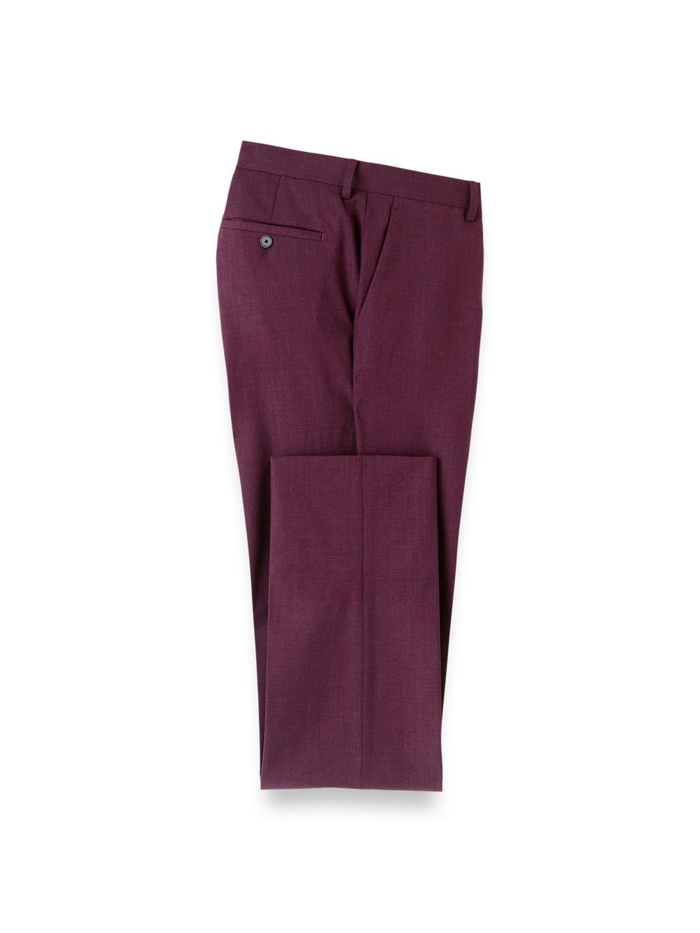 Wool Stretch Bengaline Single Breasted Peak Lapel Suit - Plum Product Image