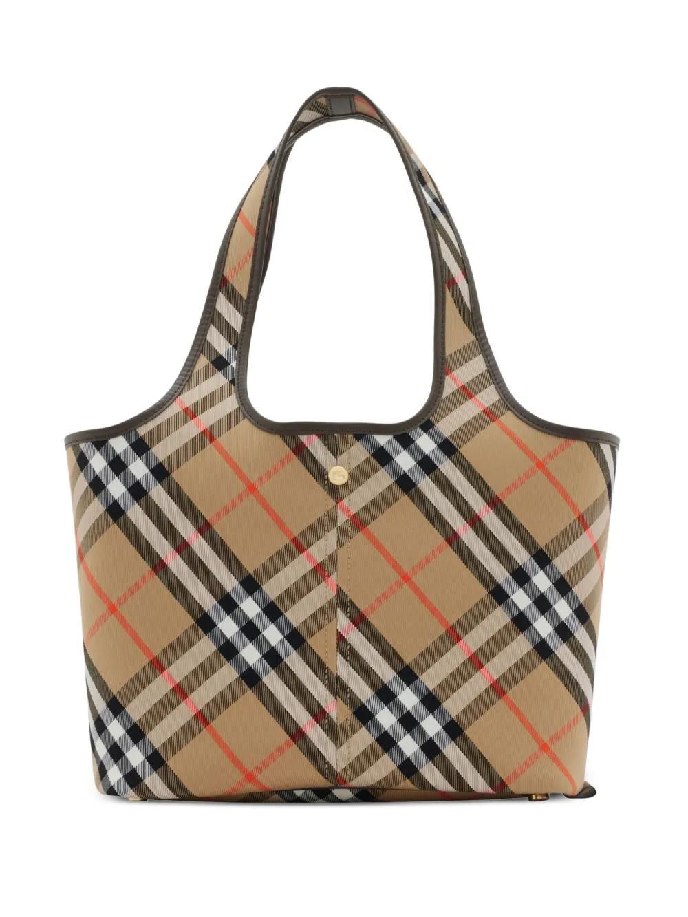 BURBERRY Small Check Tote Bag In Neutrals Product Image