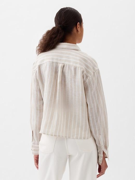 100% Linen Cropped Shirt Product Image