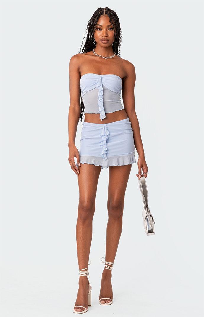 Edikted Women's Solange Ruffle Mesh Mini Skirt Product Image