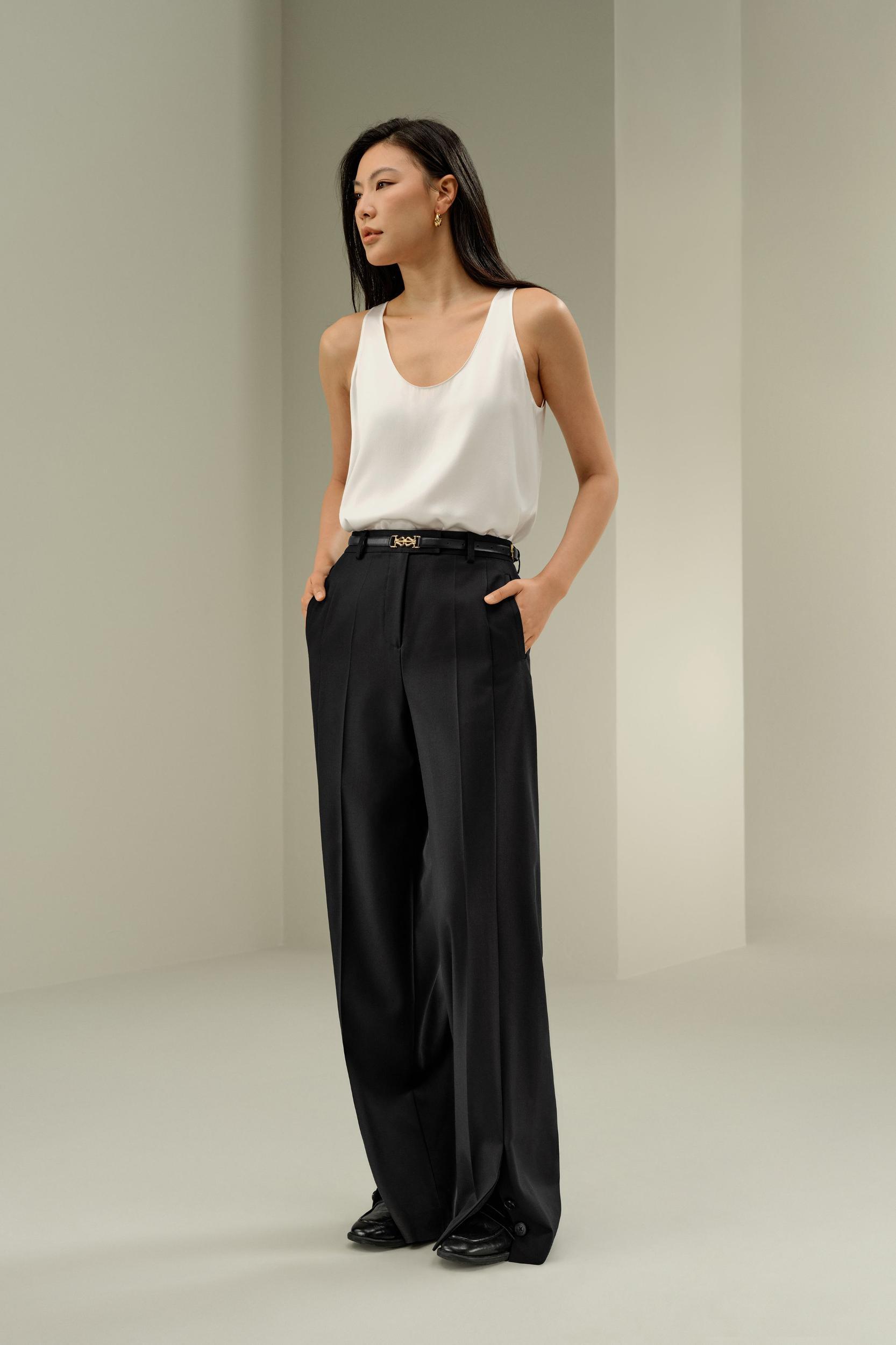 LILYSILK Women'S Wool Slacks - Black Wool Silk Blend - Ultimate Luxury Machine Washable Trousers 16 Product Image