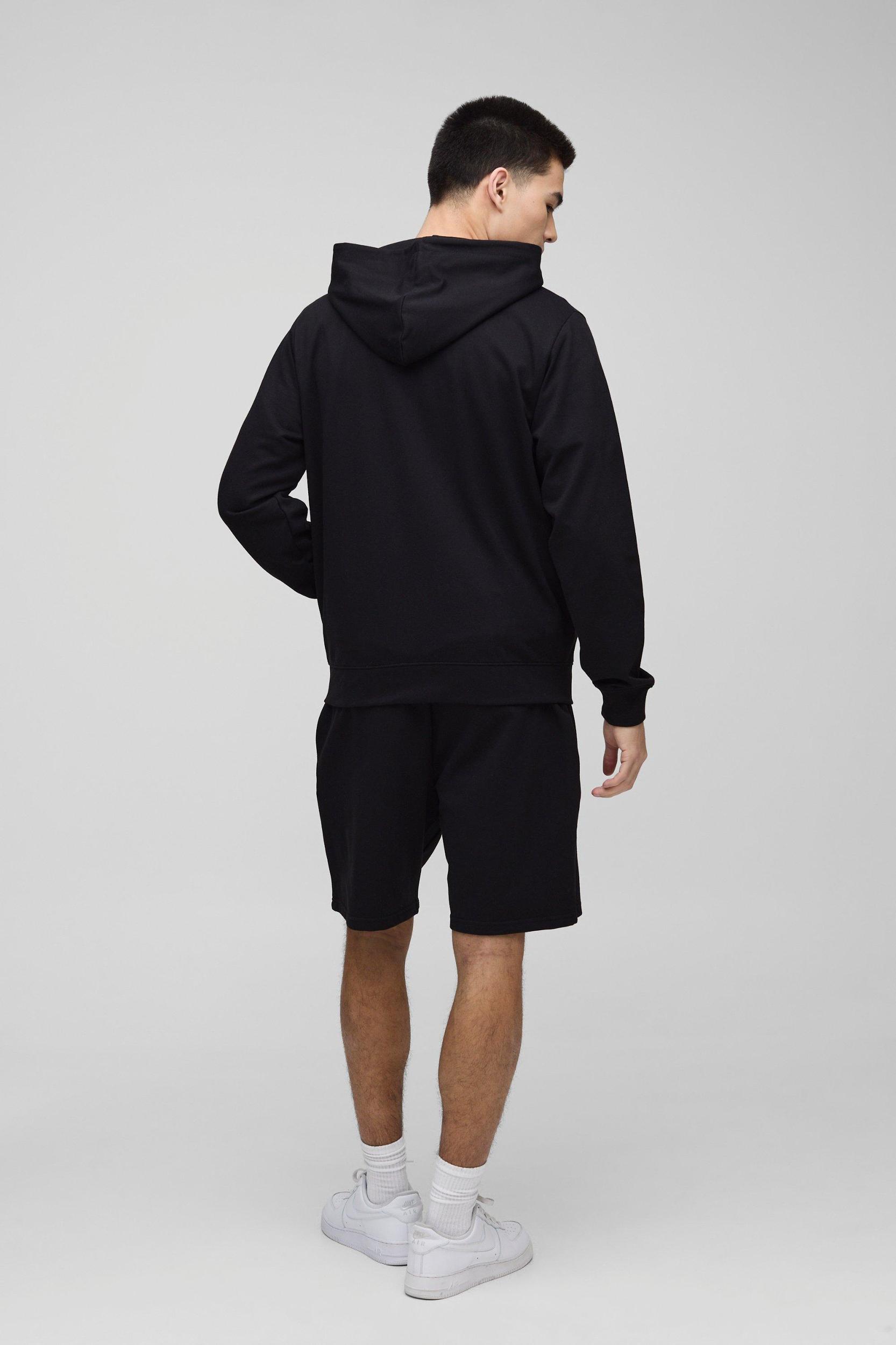 260GSM Loopback Basic Relaxed Fit Mid Length Shorts | boohooMAN USA Product Image