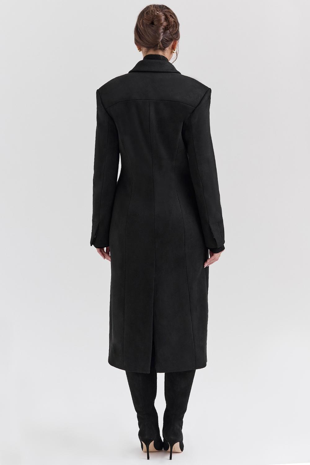 Remi  black single breasted long coat Product Image