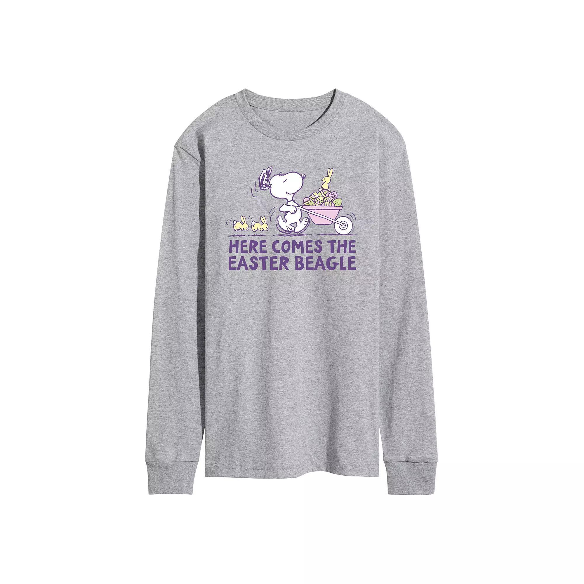 Men's Peanuts Easter Bunny's Helper Long Sleeve Graphic Tee,  Product Image