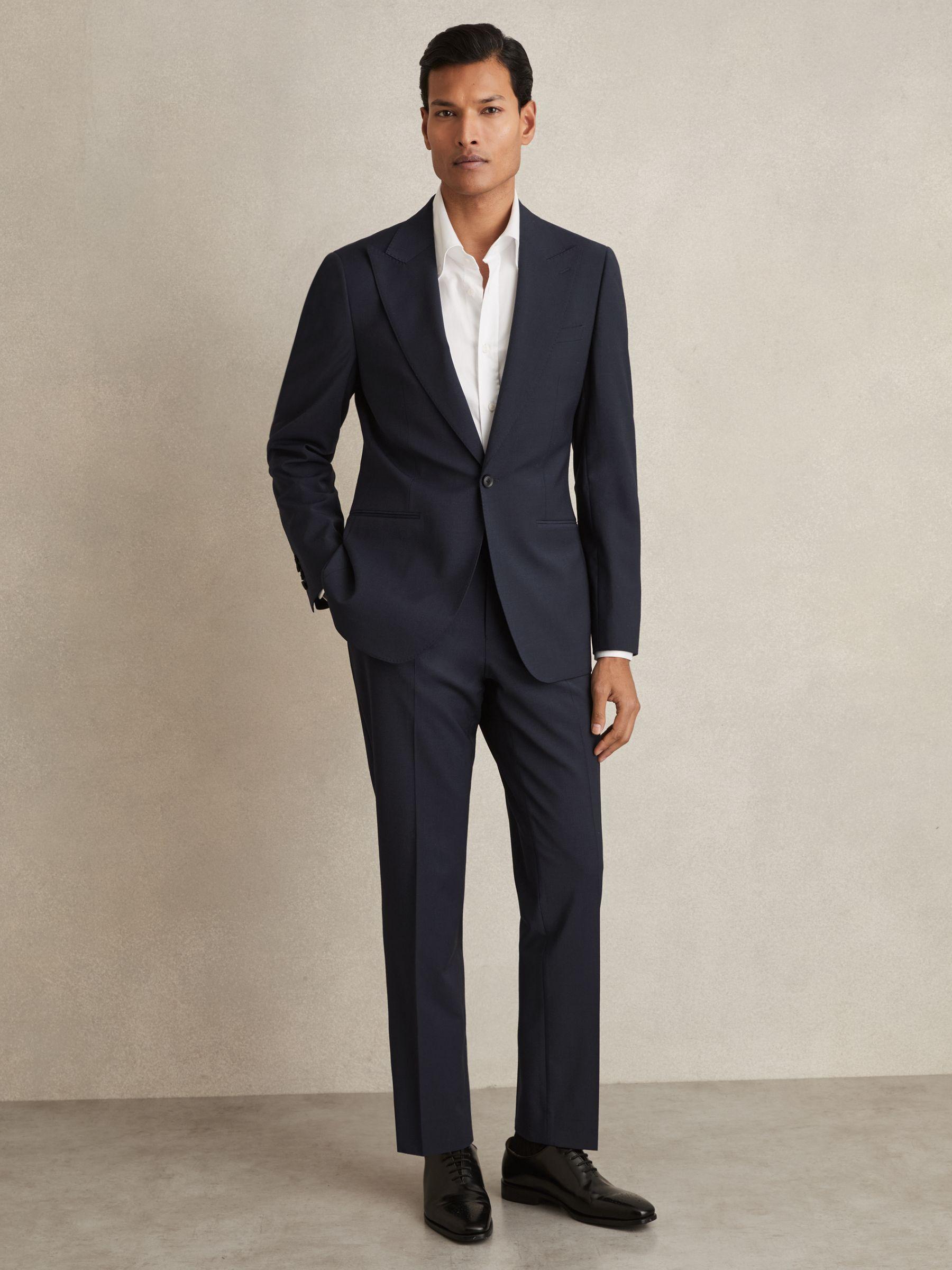 Slim Fit Wool Blend Suit Trousers in Bright Blue Product Image