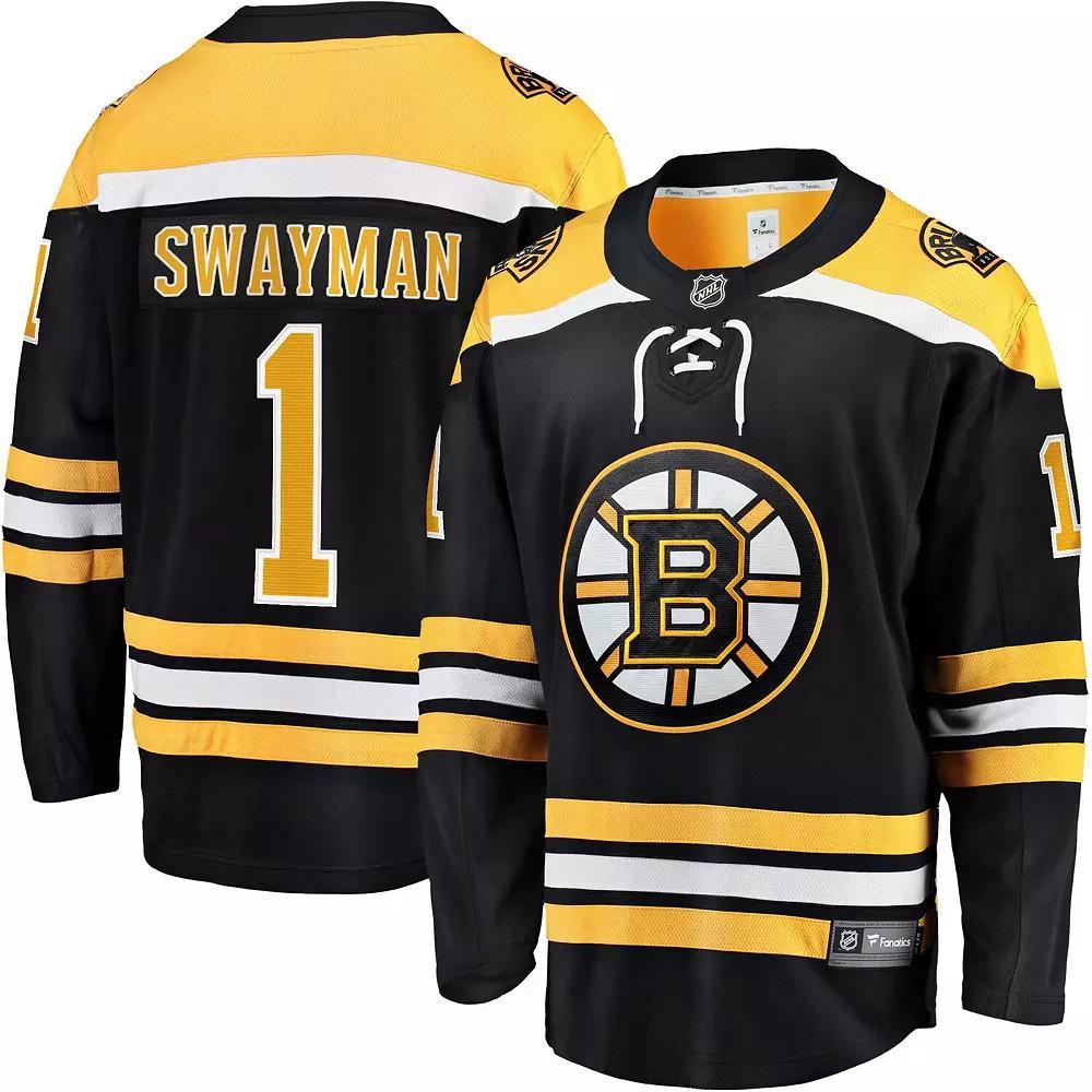 Men's Fanatics Branded Jeremy Swayman Black Boston Bruins 2017/18 Home Breakaway Replica Jersey,  Product Image