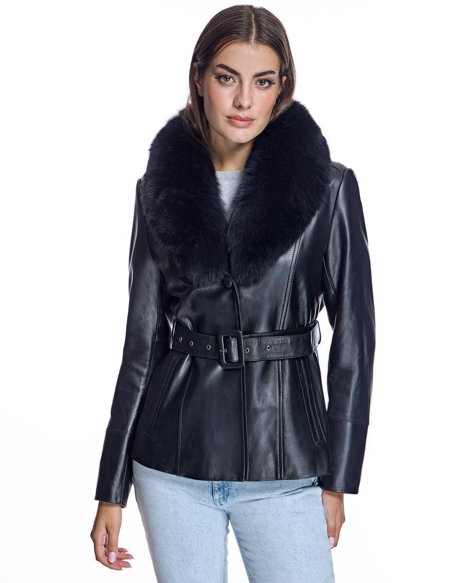Maximilian Fur-Trimmed Leather Jacket Product Image