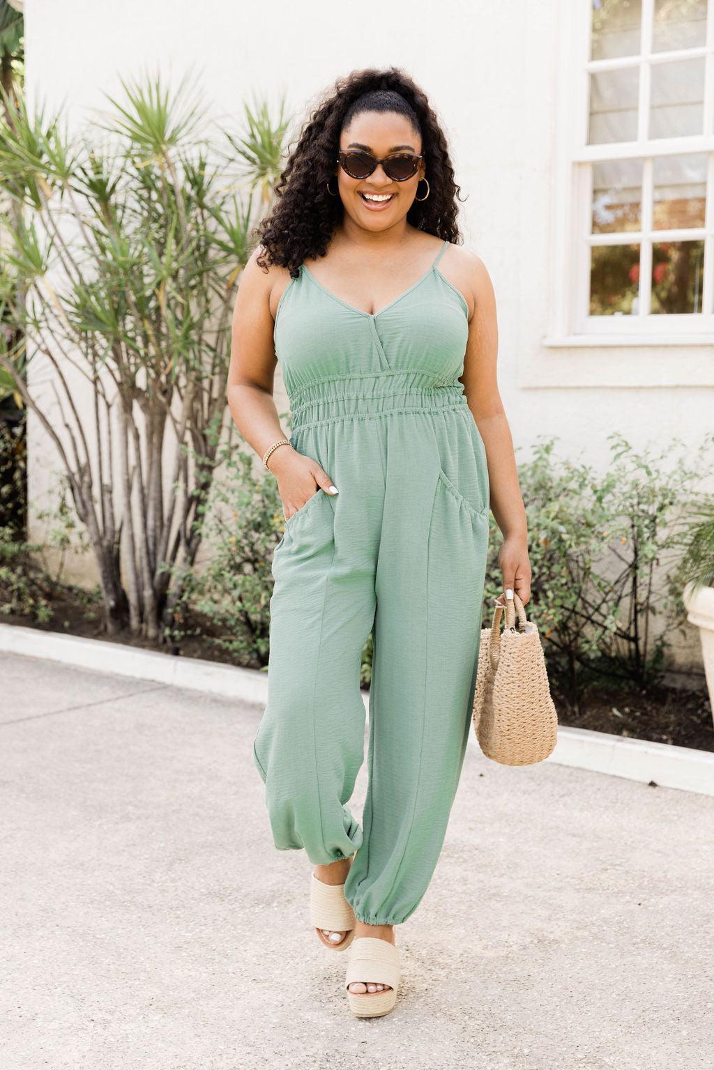 Raise Your Standards Sage Green Jumpsuit FINAL SALE Product Image