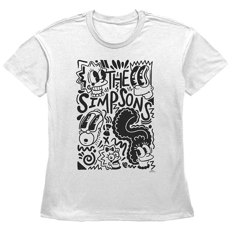 Womens The Simpsons Pop Art Family Basic Fit Graphic Tee, Girls Product Image