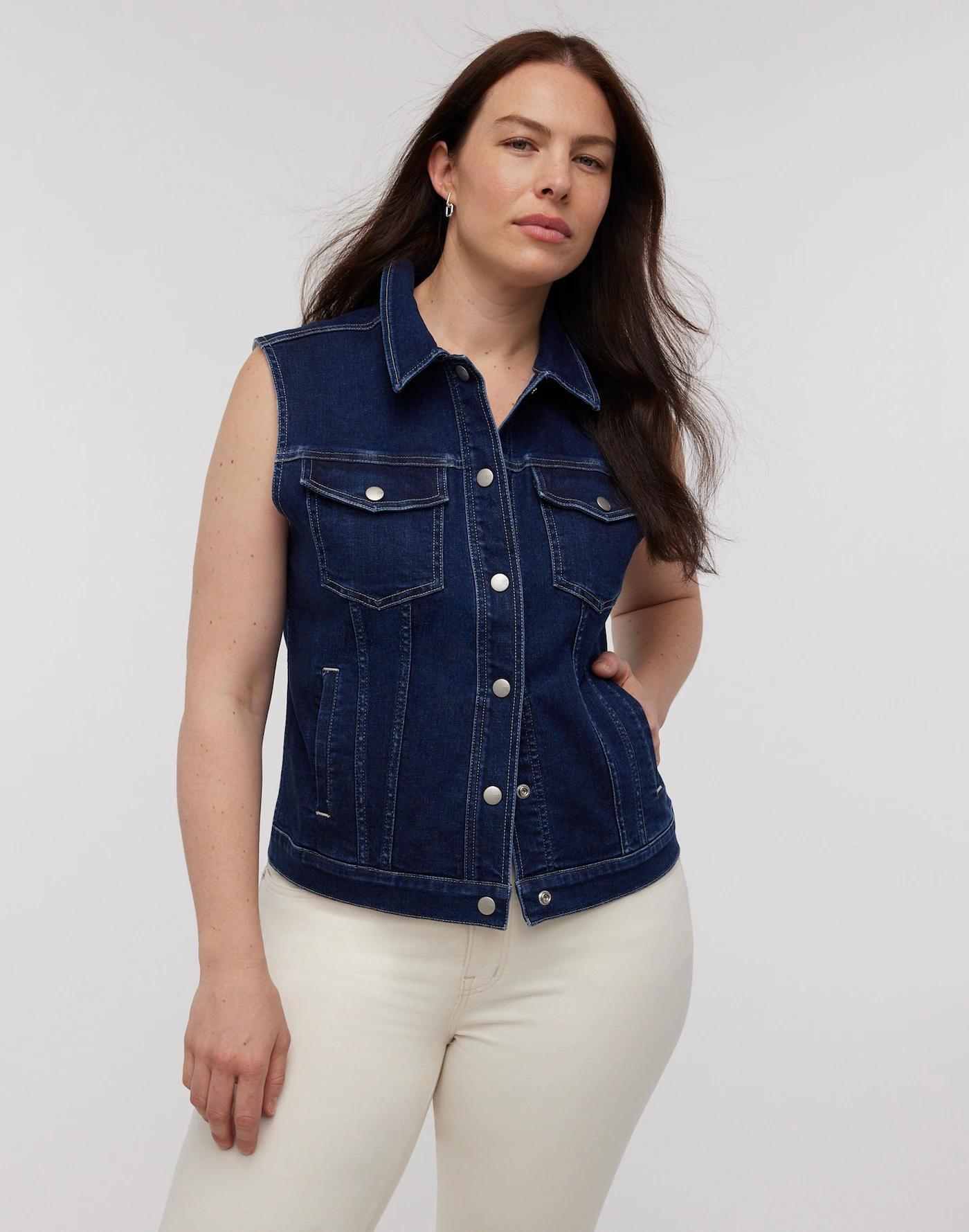 Denim Fitted Vest in Rocco Wash Product Image