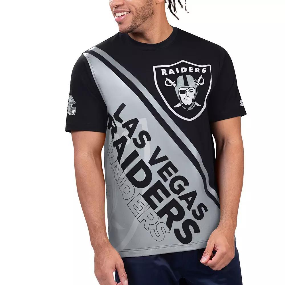 Men's Starter Black/Silver Las Vegas Raiders Finish Line Extreme Graphic T-Shirt,  Product Image