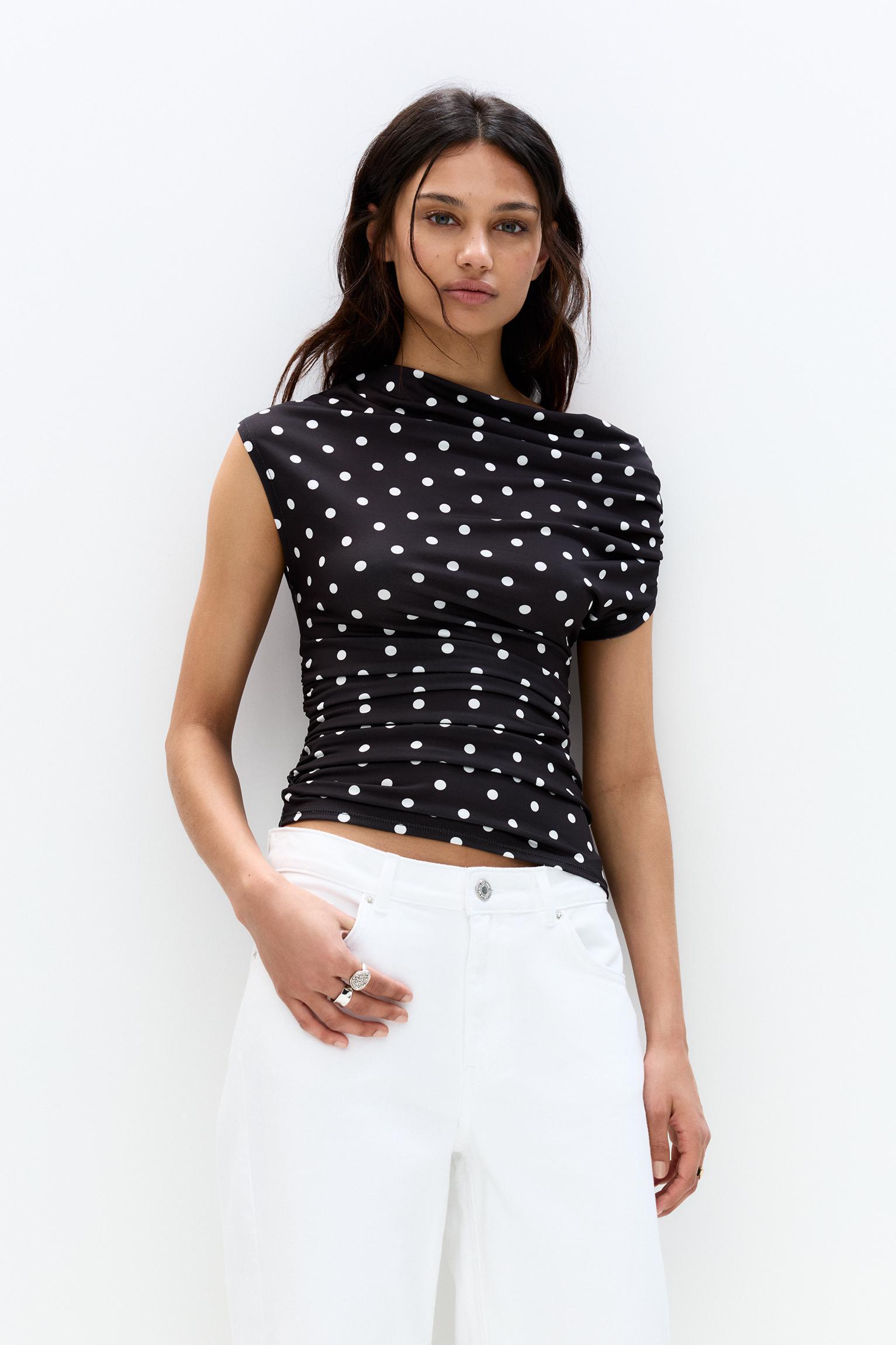 Asymmetric polka dot top Product Image