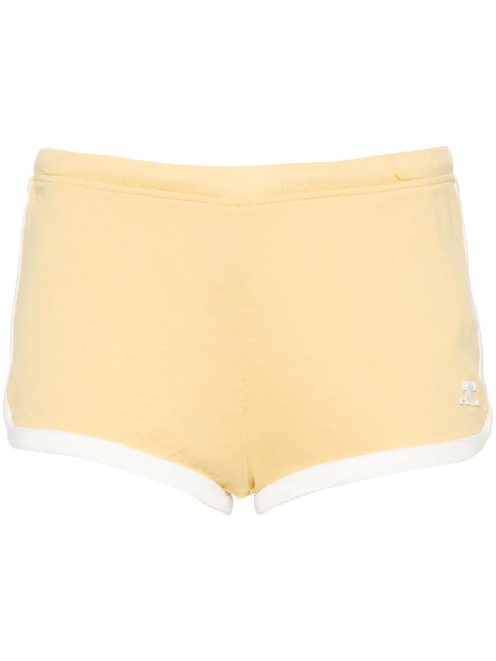 COURRÈGES Contrast Cotton Mini Shorts In Yellow Product Image