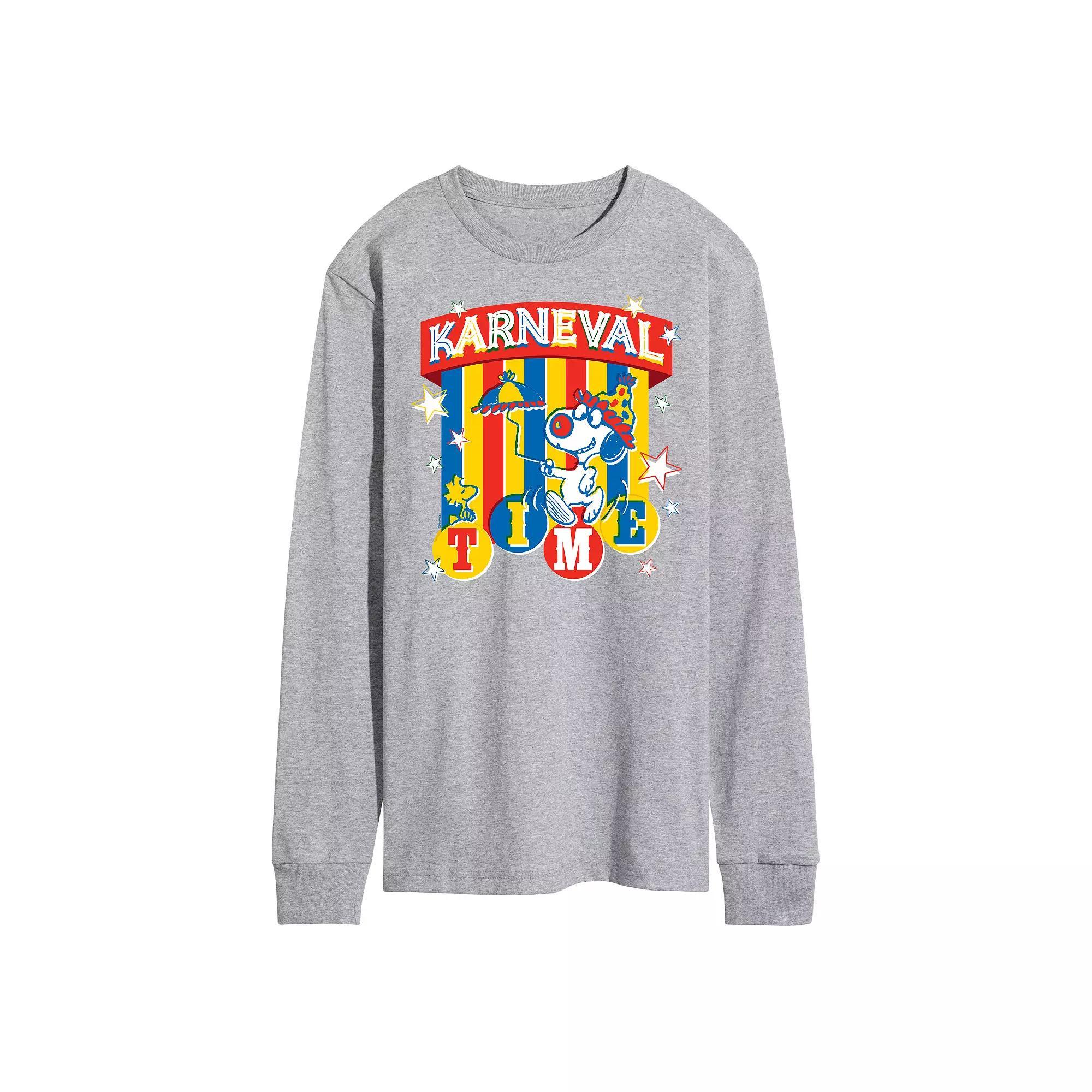 Men's Licensed Character Peanuts Karneval Time Long Sleeve, Size: Large, Gray Product Image