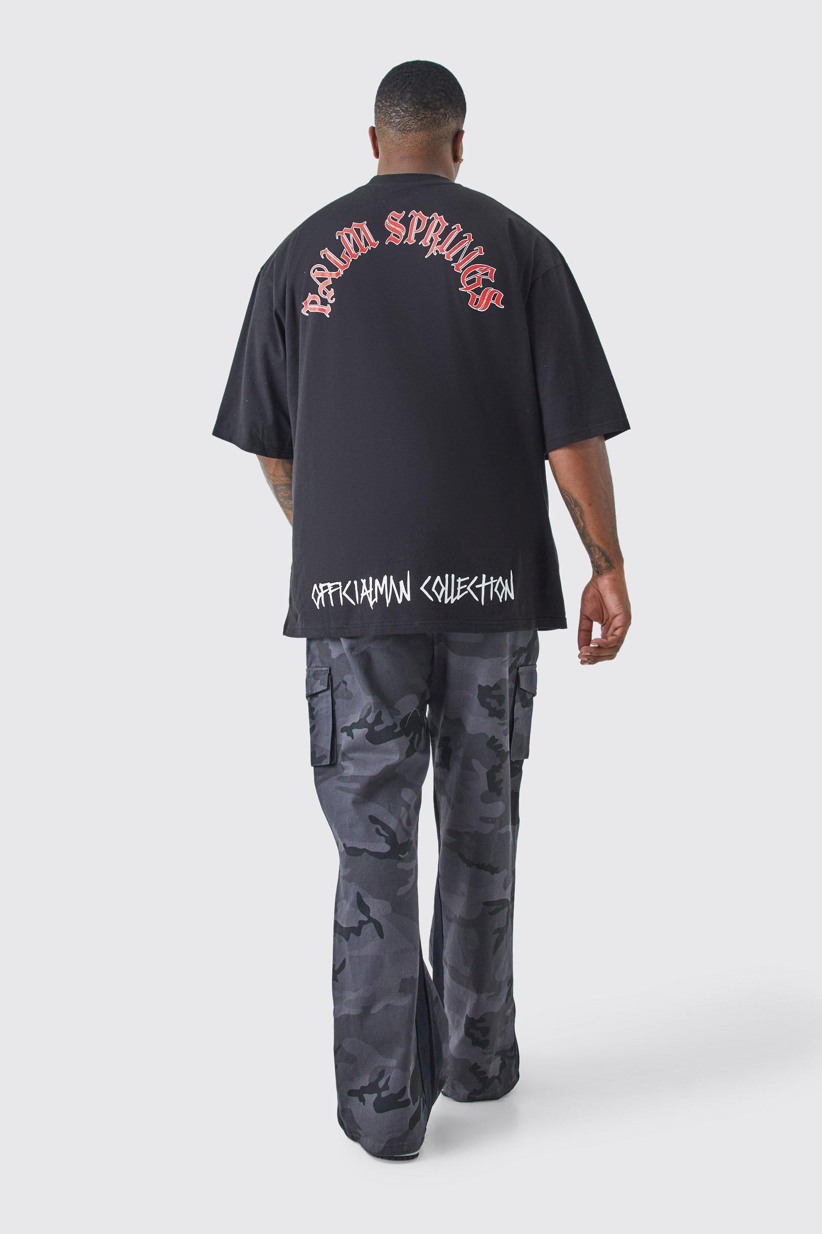 Plus Oversized Extended Neck Graffiti T-shirt | boohooMAN USA Product Image