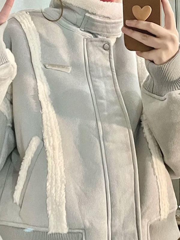 Suede Lambswool Splice Short Jacket Product Image