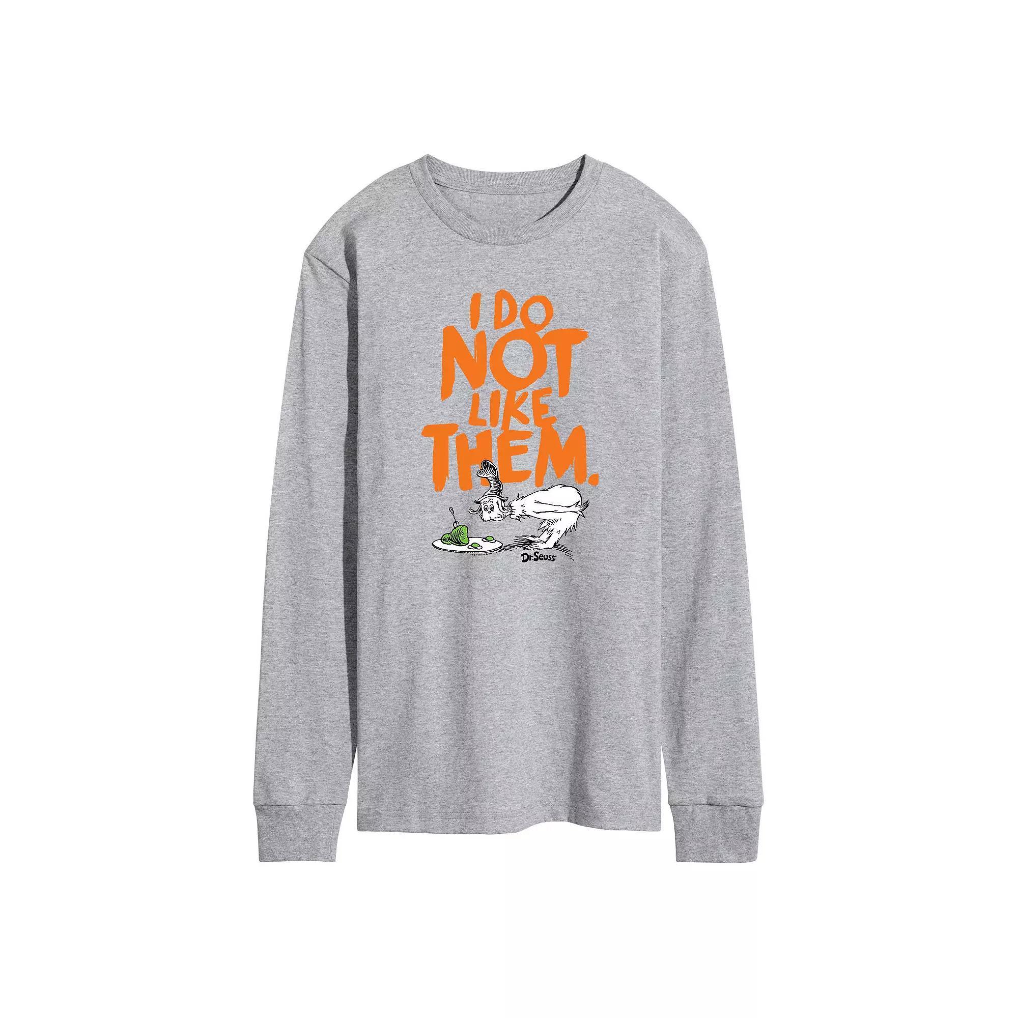 Men's Dr. Seuss Do Not Like Long-Sleeve Tee, Size: Large, Gray Product Image