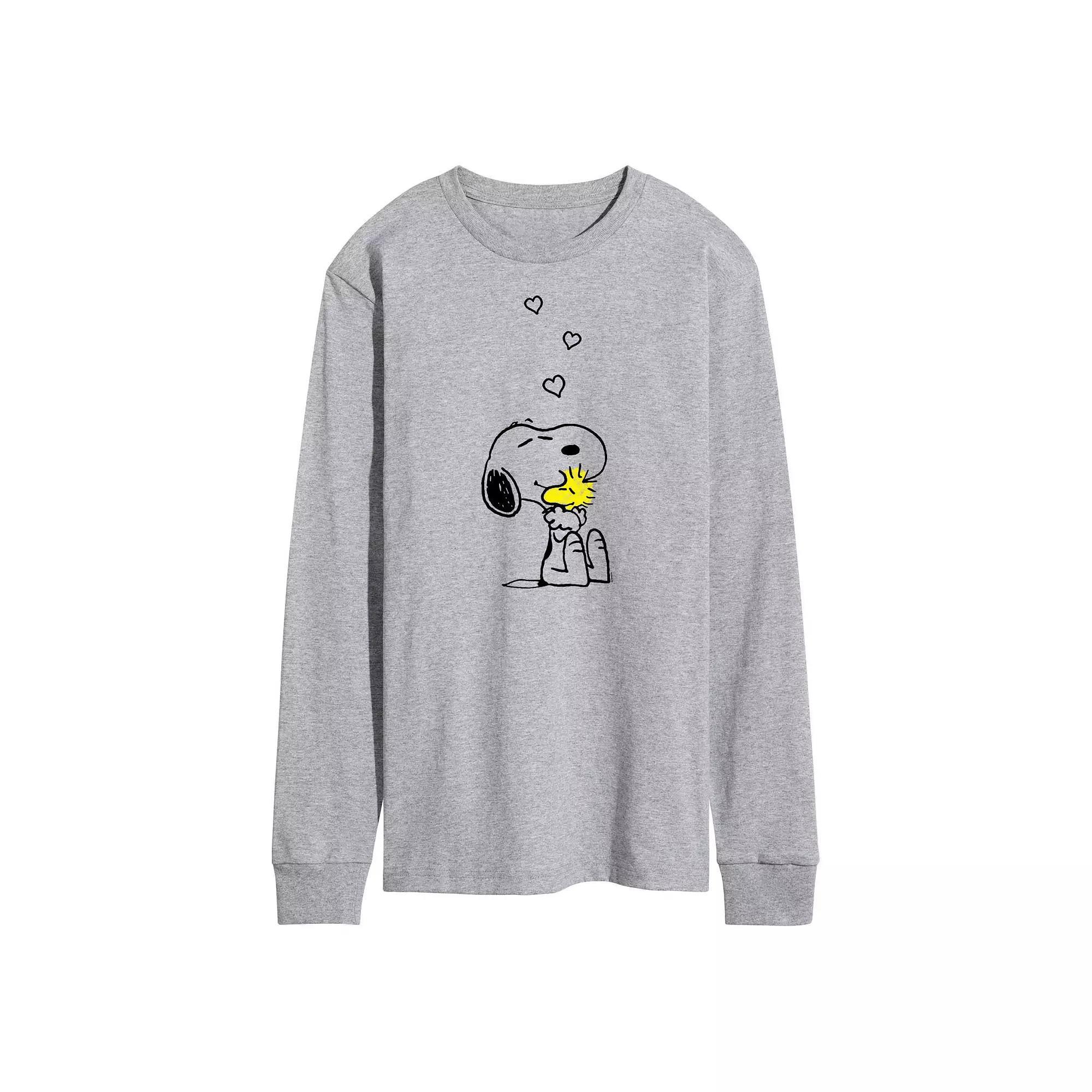Men's Peanuts Hugs And Love Long Sleeve Graphic Tee,  Product Image